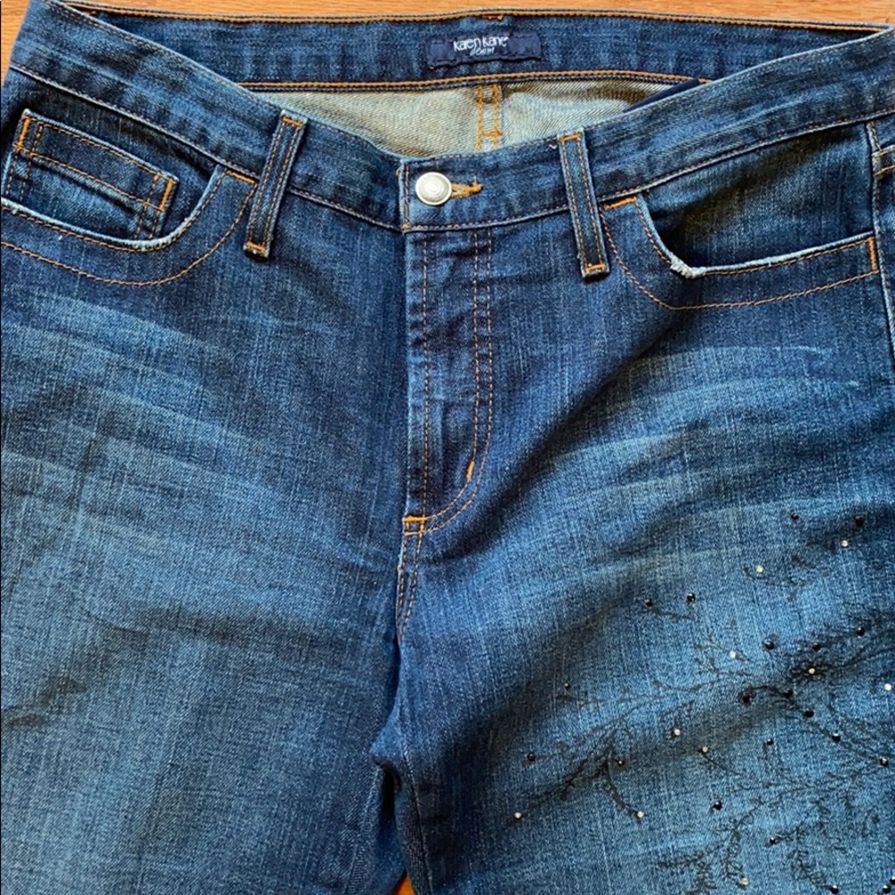 PRE-OWNED KAREN KANE DENIM JEWELED JEANS - Picture 6 of 13